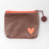 Samttasche café/coral