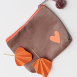 Samttasche café/coral